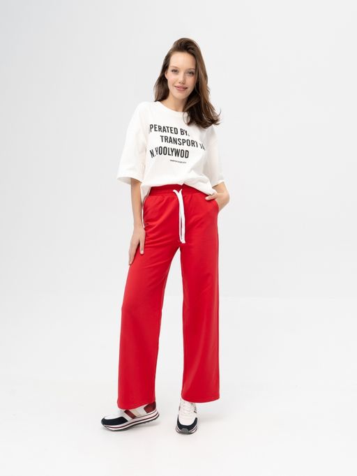 Брюки футер 2-х нитка пенье.арт.1076-3,красные - Binita фото 2