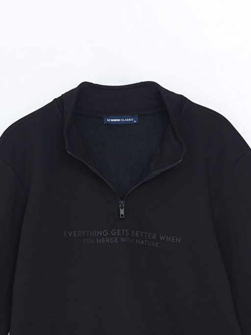 Dik Yaka Uzun Kollu Bask?l? Erkek Sweatshirt - Waikiki фото 2