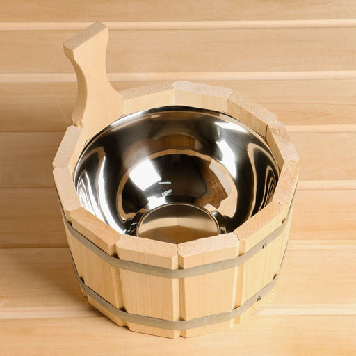 Шайка - ушат для бани и сауны, 3 л, липа, нержавеющая вставка, «Добропаровъ»