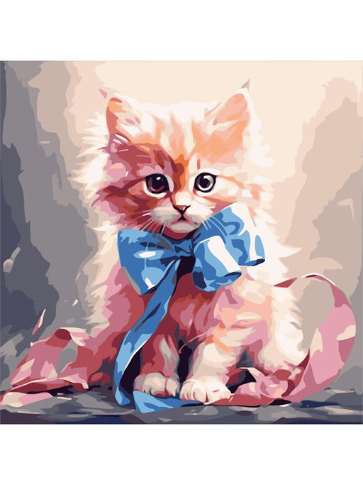 Картина по № на холсте "Малыши. Пушистый подарок" 30*30см (Х-6335)