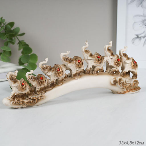 Статуэтка Слоны на бивне 12х32 см / QD5500-W /уп 48/белый - ГалеонТрейд фото 2