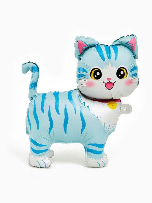 Цена за 5 шт. Воздушный шар фольгированный 22" «Голубая кошка», фигура под воздух