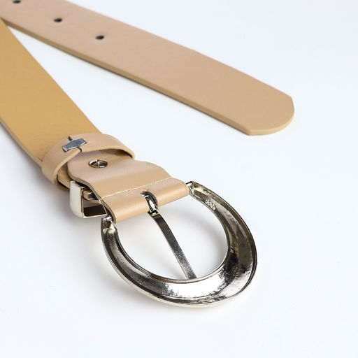 Ремень женский с винтом, 110×3.3 см, пряжка металл, серебристая, бежевый