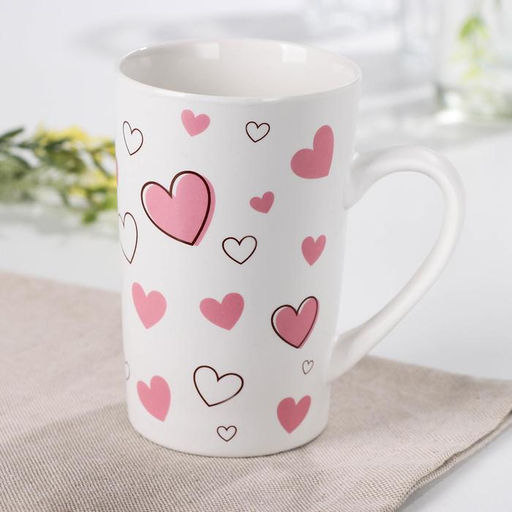 Кружка фарфоровая Доляна «Сердца», 380 мл