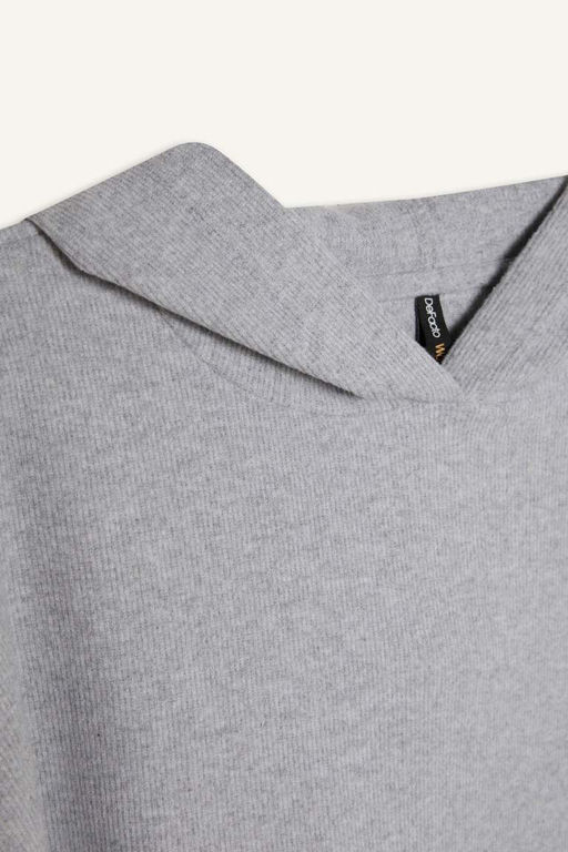 Серый повседневный базовый однотонный свитшот с капюшоном Relax Fit - Defacto фото 2