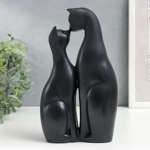 Фигурка полистоун Кот и кошка - поцелуй, чёрная, 22?12.5?5.5 см