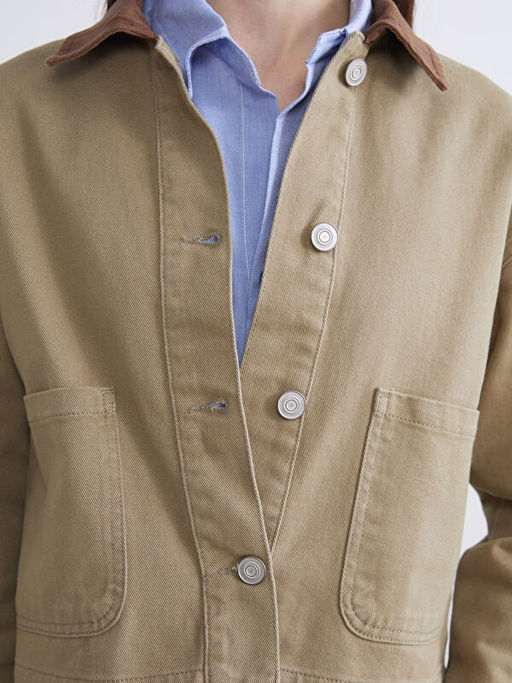 Kontrast Yaka Oversize Kad?n Ceket