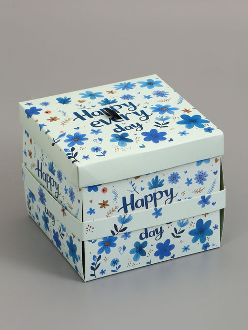 Коробка подарочная "Бабочки, Счастья" 14.5×14.5×12.7 см