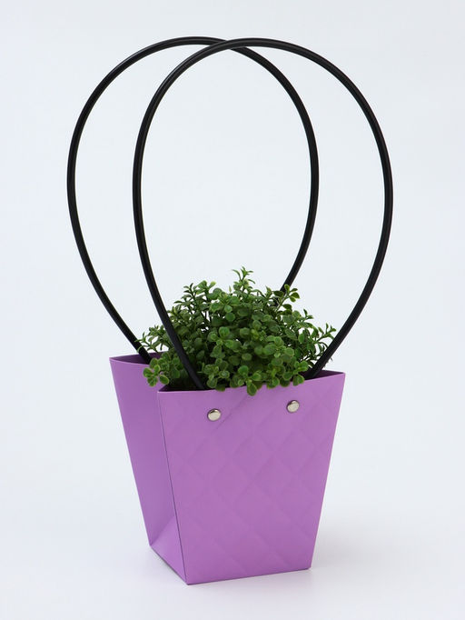 Цена за 10 шт. Сумка для цветов тиснение сиреневая влагостойкая, 12x12-8x8-12.5 см - UPAK LAND фото 4