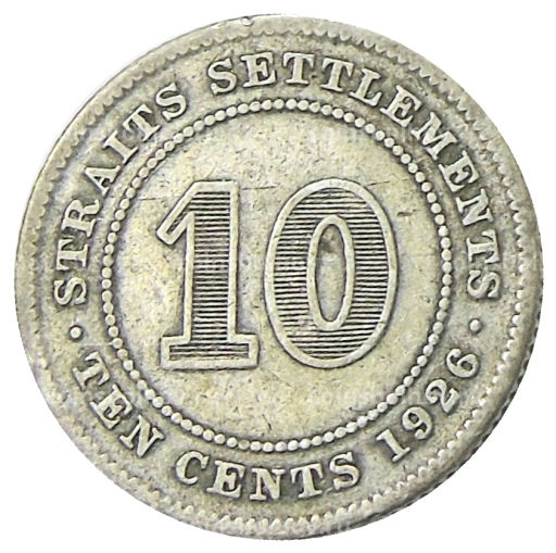 10 центов 1926 года Стрейтс Сетлментс