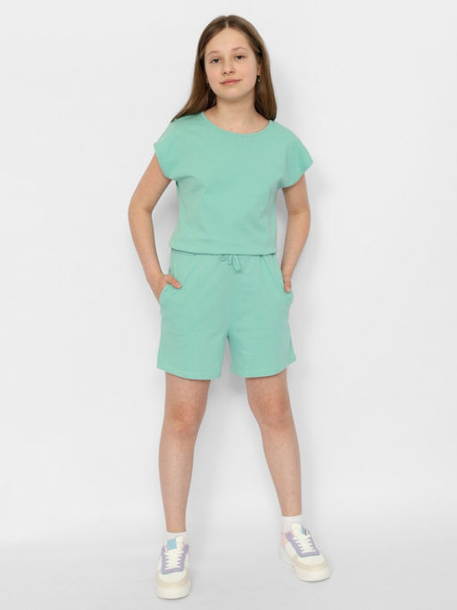 CRB wear/CSJG 90195-37-379 Полукомбинезон для девочки,зеленый/Ex.Cherubino
