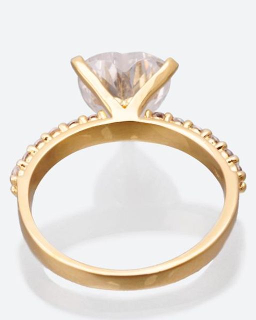 Diamantaire. Кольцо с белым кубическим цирконом в форме сердца, 19