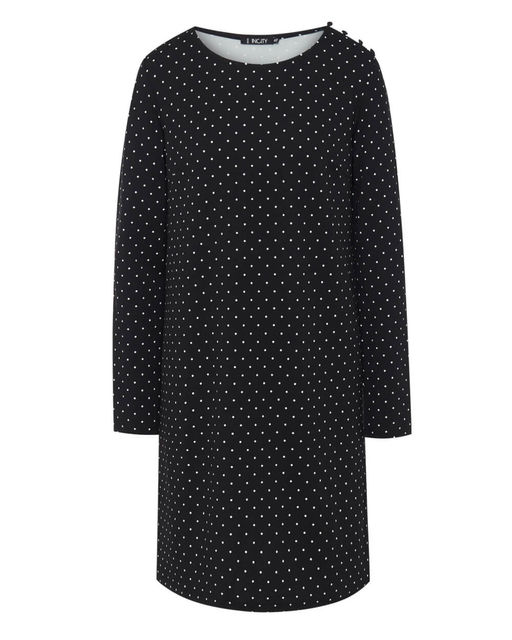 Черное платье миди в горошек