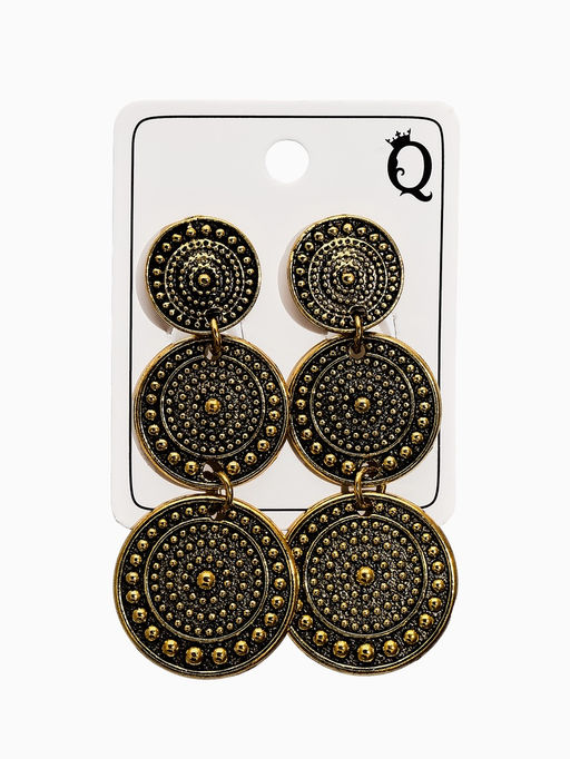 Цена за 2 шт. Клипсы «Три диска», цвет чернёное золото