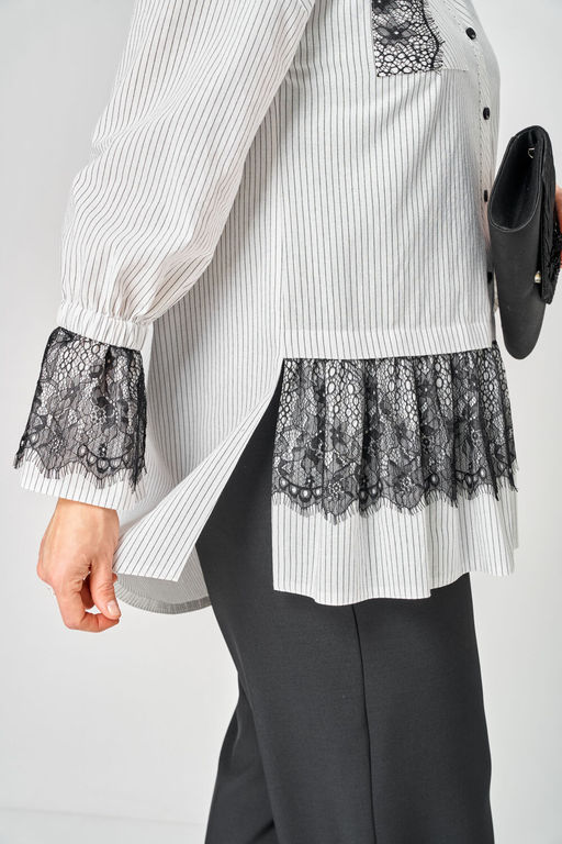 Блуза EVA GRANT 5002 белый в полоску