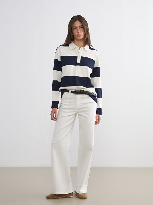 Polo Yaka ?izgili Kad?n Ti??rt