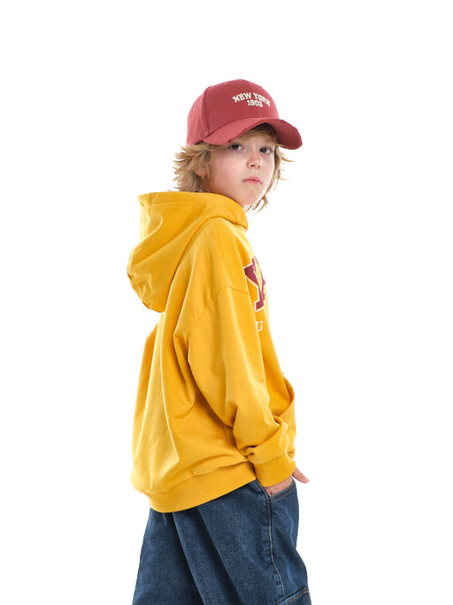 Джемпер худи one sizeс принтом с начесом 	 UD 8006 горчичный - Mini maxi фото 13