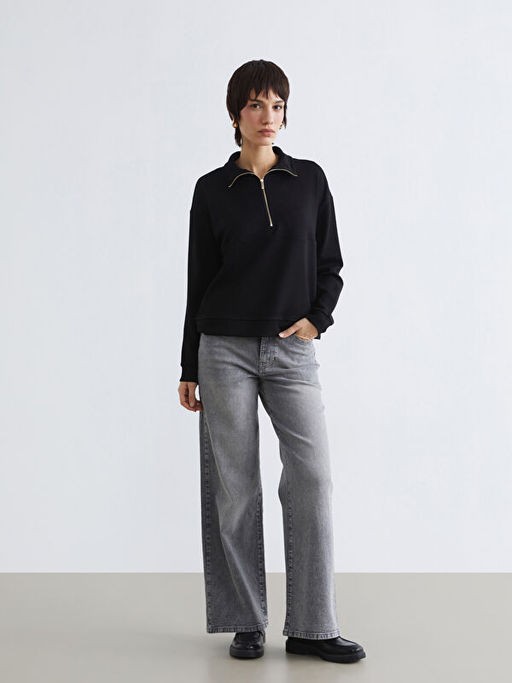 Dik Yaka Soft Touch Kad?n Sweatshirt