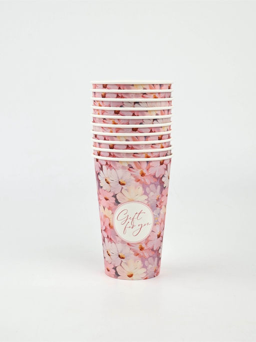 Цена за 10 шт. Стакан для цветов влагостойкий Цветы, 400 мл