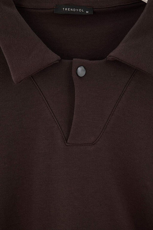 Kahverengi D___k Omuz Regular Wardrobe Essentials Polo Yaka _nterlok Sweatshirt TMNAW27SW00014 - Trendyolmilla фото 2