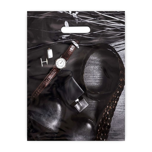 Цена за 50 шт. Пакет "Подарок для него", полиэтиленовый с вырубной ручкой 31х40 см, 60 мкм