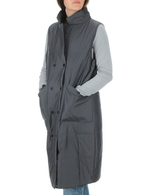 M007 DK.GRAY Жилет женский демисезонный (100 гр. синтепон) - Фабричный китай фото 3