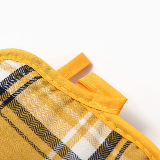 Кухонный набор «Этель. Клетка»: прихватка 17×17 см, варежка-прихватка 26×16 см, жёлтый