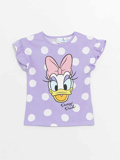 Bisiklet Yaka K?sa Kollu Daisy Duck Bask?l? K?z Bebek Pijama Tak?m? - Waikiki фото 2
