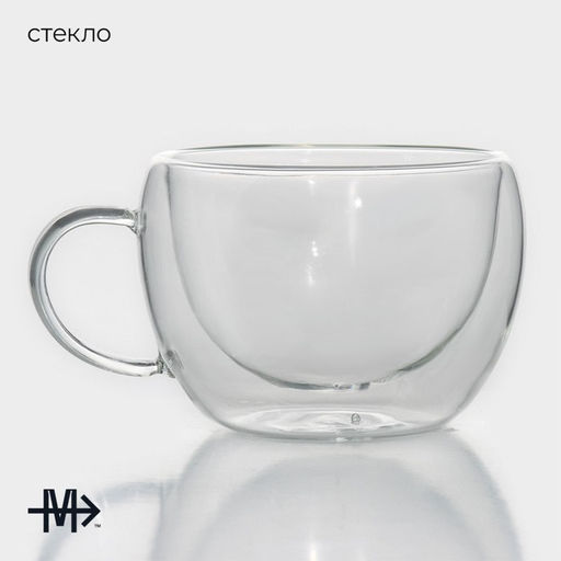 Кружка с двойными стенками Magistro Лиди. Дуо, 200 мл, 129.56.5 см, стекло  фото 3