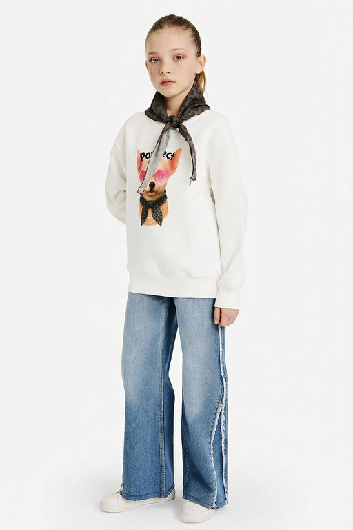 Overshirt Fit Bask_l_ __i Yumu_ak T_yl_ Sweatshirt K_z _ocuk - Defacto фото 2