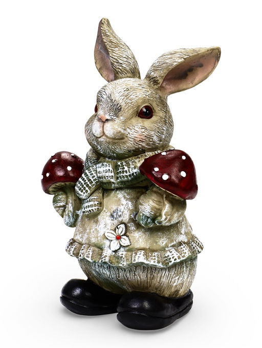 Садовая фигура 26 х 12 х 16 см "Зайка с грибами"