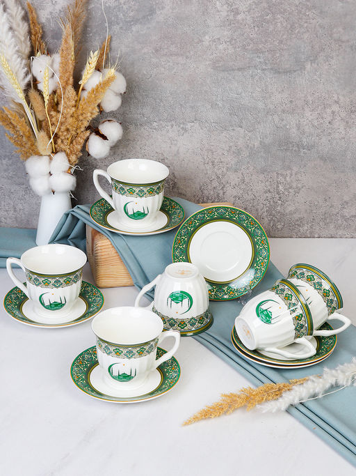 Чайный набор 12 предметов 250 мл / GREY-new ZSV02 /уп 8/ Муслим костяной фарфор - ГалеонТрейд фото 2