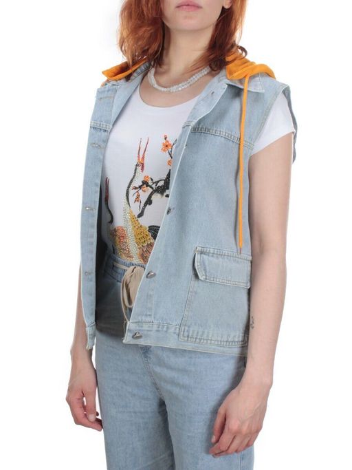 803 BLUE/BLACK Джинсовый жилет женский (100% хлопок) - Фабричный китай фото 29