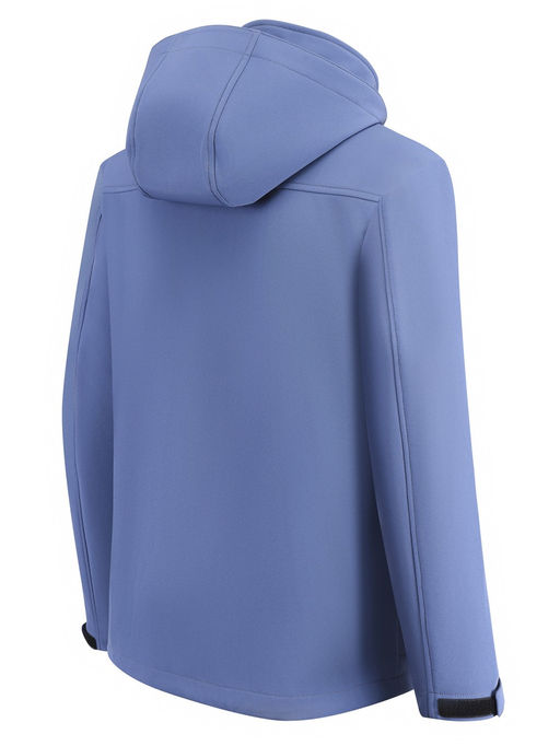 Ветровка мужская софтшелл виндстоппер с капюшоном спортивная синего цвета 9617_1S