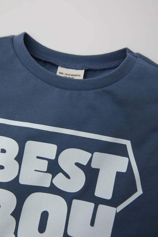 Майка с принтом для маленьких мальчиков с круглым вырезом - Defacto фото 2