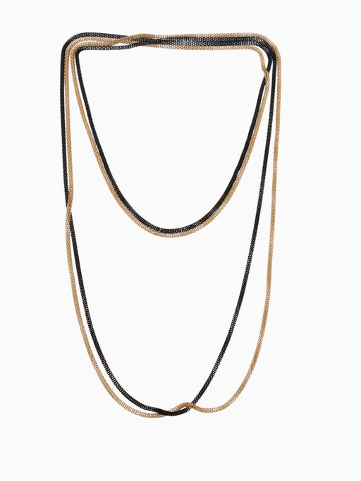 Бусы 2 нити Трансформер (несколько способов носки), цвет чёрно-золотой, 118 см