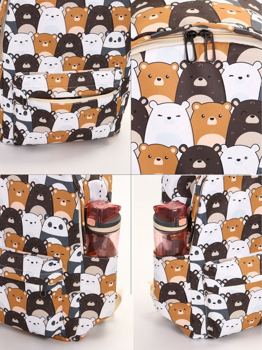 Набор: рюкзак школьный и пенал, с карманами, с принтом, размер 29?12?41 см, розовый/разноцветный