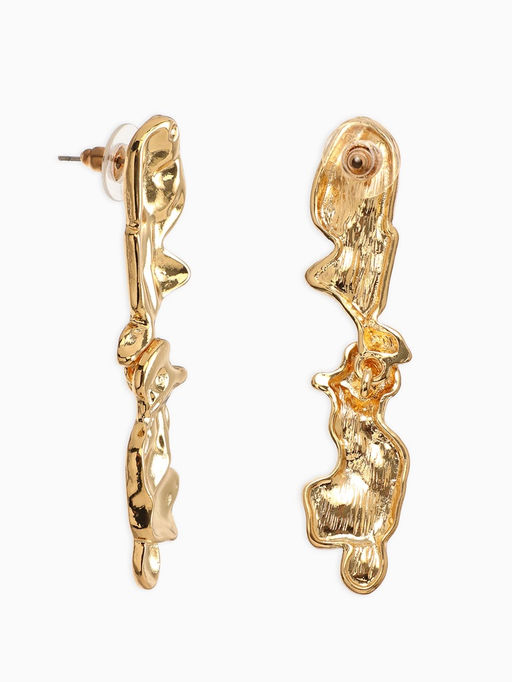 Набор 2 предмета: серьги, колье Мятое, 35 см, серьги 6 см, цвет золото