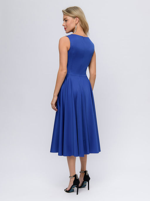 Платье василькового цвета длины миди в стиле ретро - 1001dress фото 3