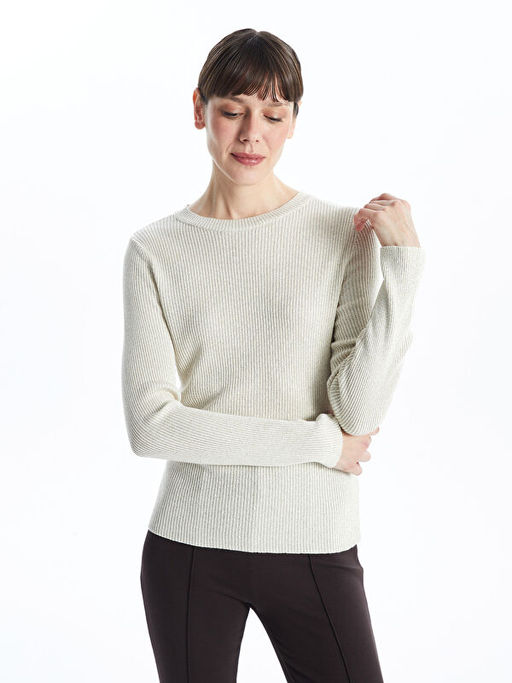 Bisiklet Yaka Parlak G?r?n?ml? Kad?n Triko Kazak