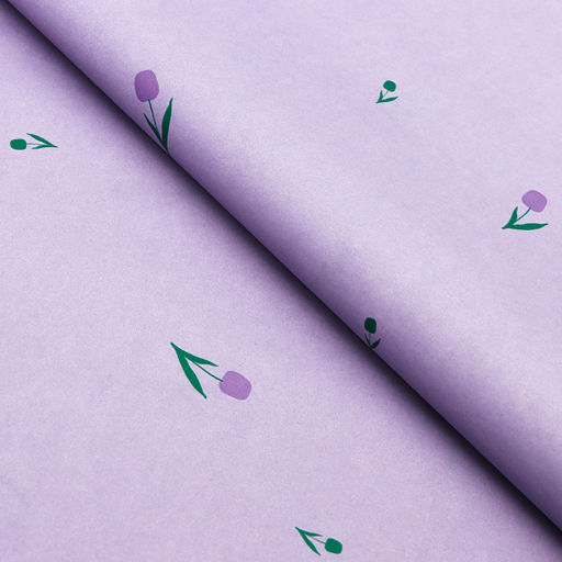 Цена за 10 шт. Бумага упаковочная тишью, Цветы, сиреневый, 50 см ? 70 см 17 грамм