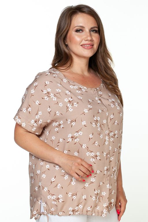 Туника штапель 4103/09/Бежевый, белый - Rise фото 4