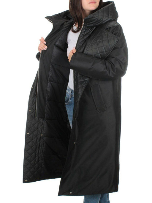 EAC327 BLACK Пальто зимнее женское (200 гр. холлофайбера) - Fashion фото 8