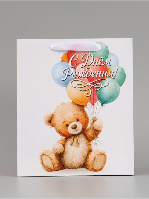 Цена за 2 шт. Пакет подарочный «С Днём рождения. Мишка», 23×27×11.5 см
