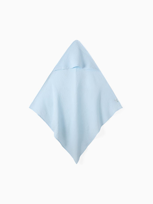 Полотенце - уголок муслиновое «Крошка Я», 75×75 см, голубой, хлопок 100%, голубое
