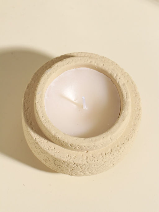 Свеча в вулканическом подсвечнике "Цилиндры" белая 8,1х8,1х5,4 см