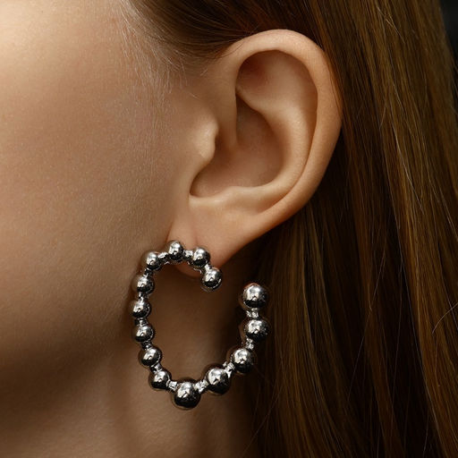 Серьги металл Сердца воссоединение, цвет серебро