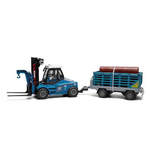 Машина "Вилочный погрузчик с прицепом" 1:43  (свет,звук) в коробке