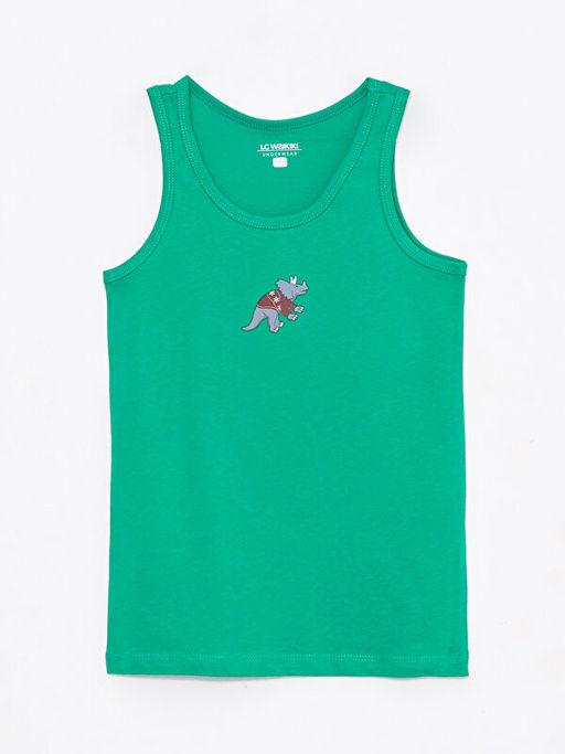 Bisiklet Yaka Bask?l? Pamuklu Erkek ?ocuk Atlet 2li - Waikiki фото 3