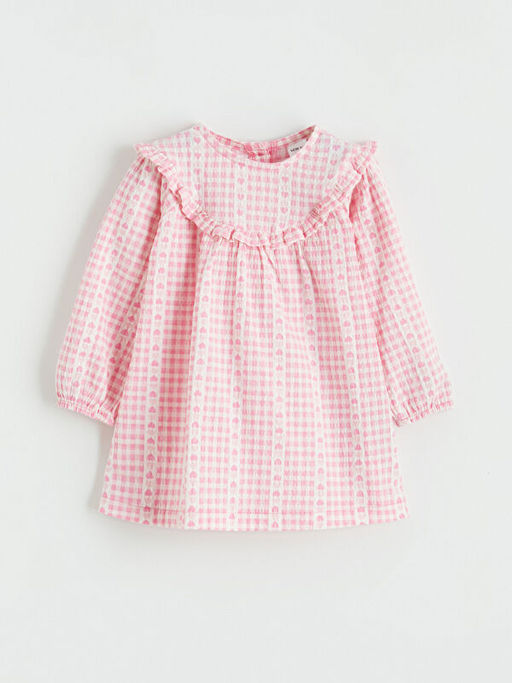 Bisiklet Yaka Ekose K?z Bebek Elbise